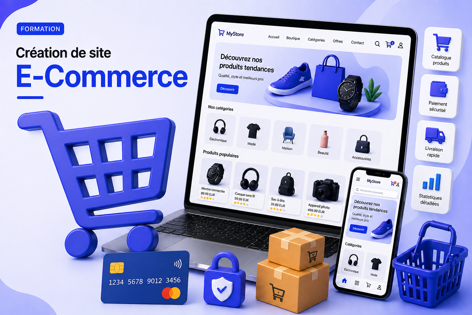 Illustration Créer un site e-commerce