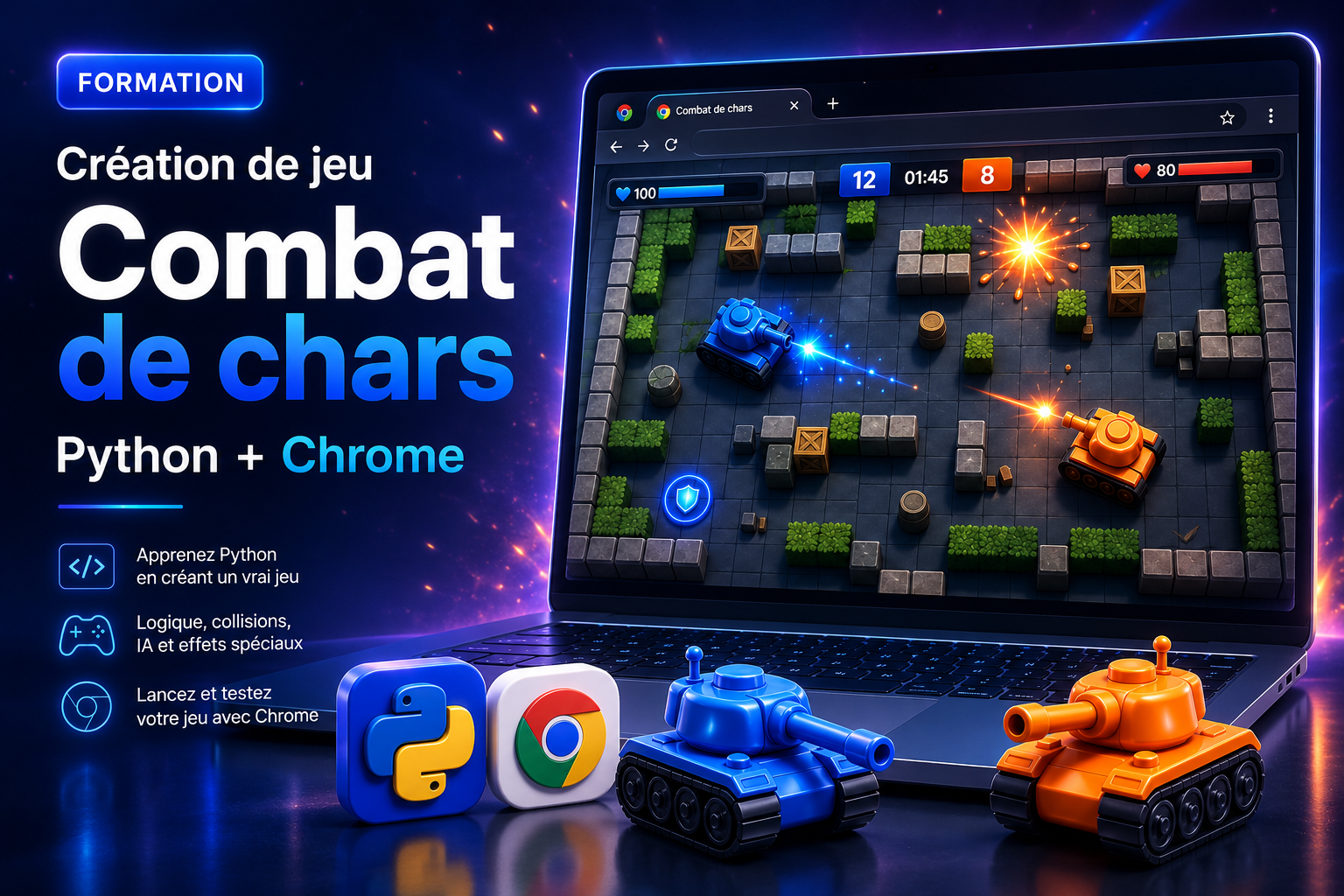 Illustration Créer un jeu de chars Python
