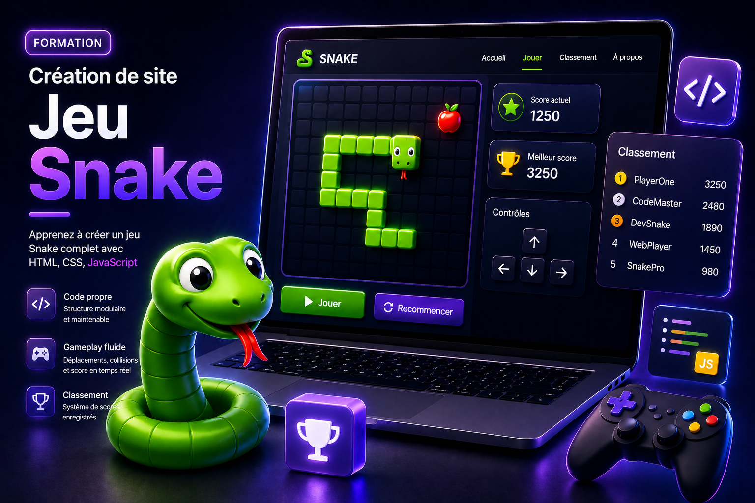 Illustration Créer un jeu Snake