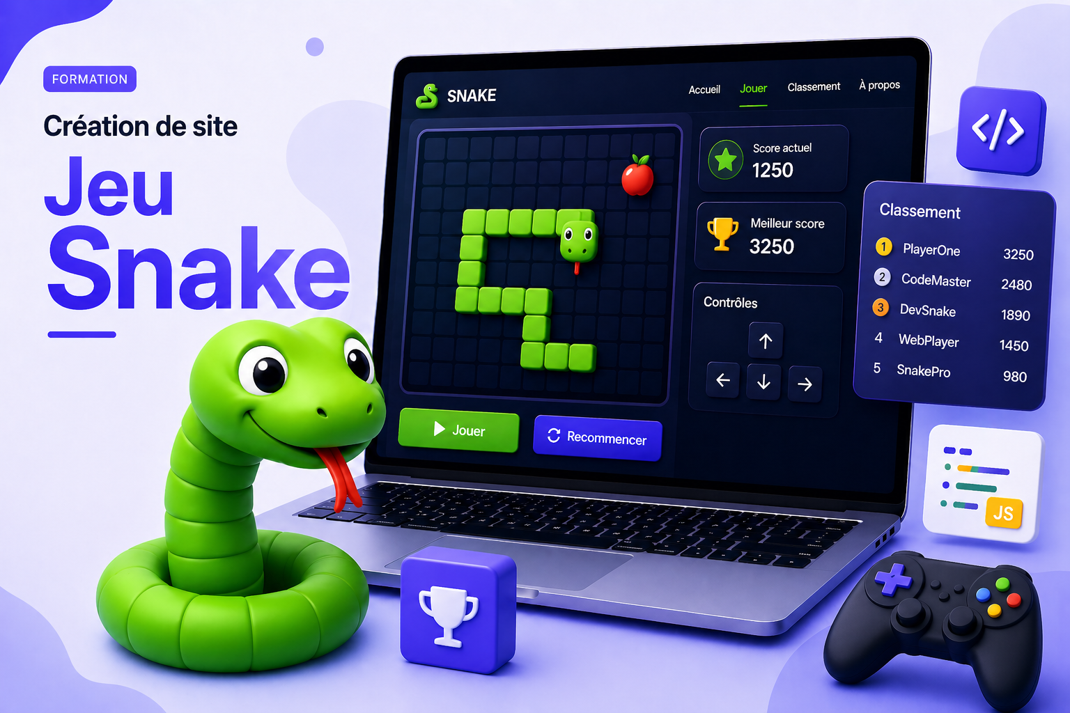 Illustration Créer un jeu Snake