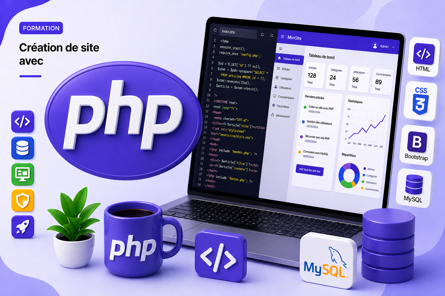 Illustration Créer un site PHP